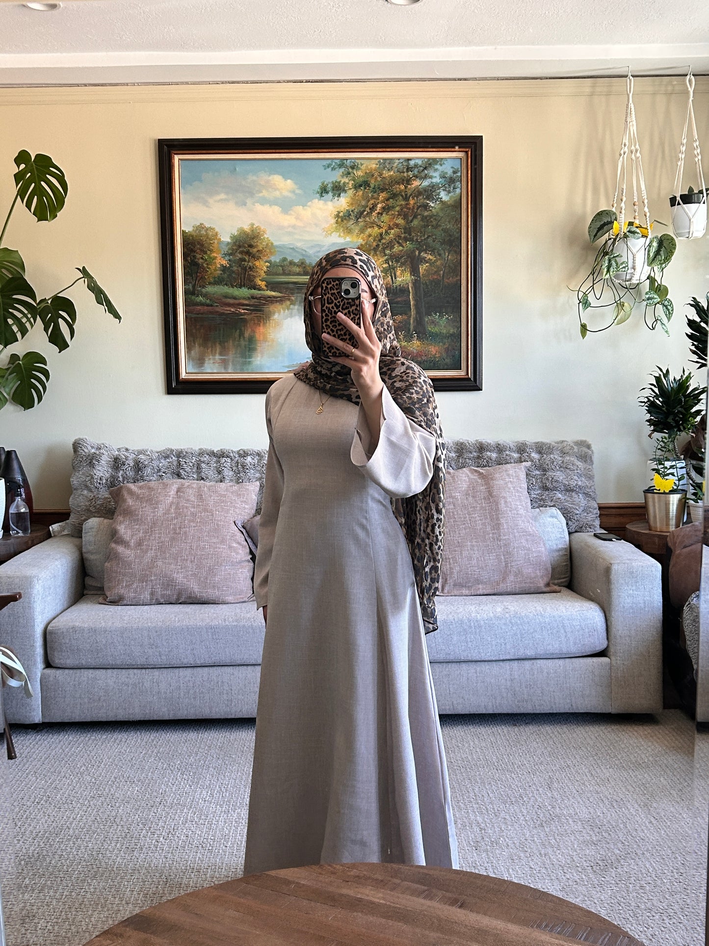 Greige Linen Dress